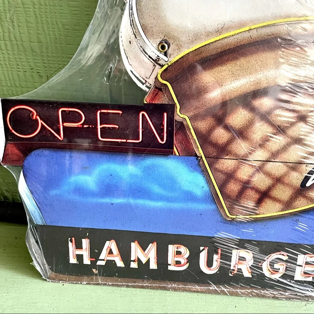 NEW Heavy Duty Steel Penguin Hamburgers Metal Sign
